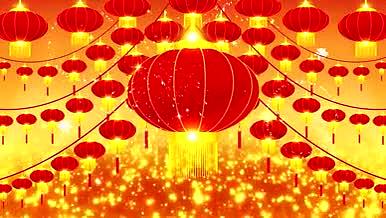 大红灯笼欢度新春背景素材视频的预览图